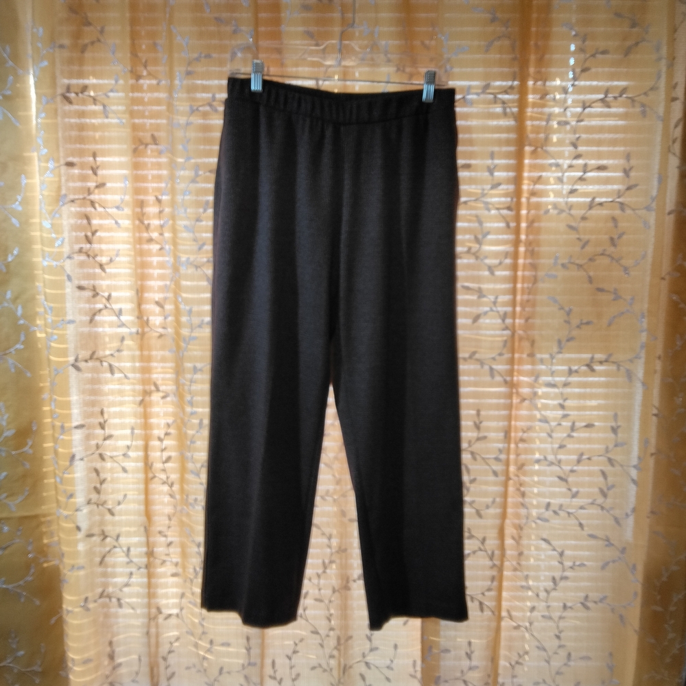 Allison Daley Women's Size 10P Brown Pull-On Straight Leg Elastic Waist Pants